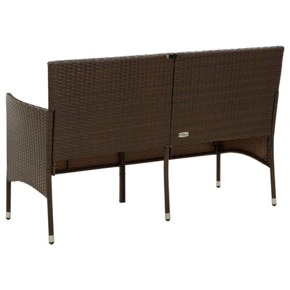 vidaXL Canapé de jardin 3 places avec coussins marron résine tressée