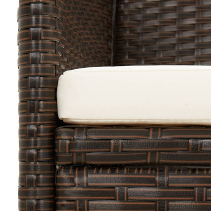 vidaXL Canapé de jardin 3 places avec coussins marron résine tressée