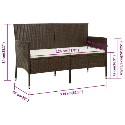 vidaXL Canapé de jardin 3 places avec coussins marron résine tressée