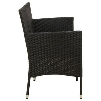 vidaXL Gartensofa 3-Sitzer mit Kissen Schwarz Poly Rattan
