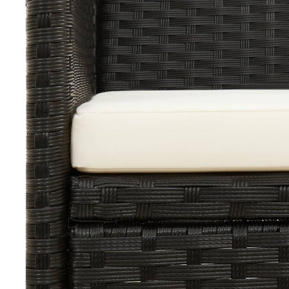 vidaXL Gartensofa 3-Sitzer mit Kissen Schwarz Poly Rattan