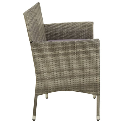 vidaXL Gartensofa 3-Sitzer mit Kissen Grau Poly Rattan