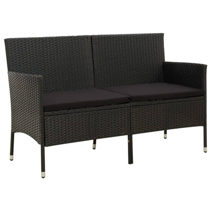 vidaXL Canapé de jardin 3 places avec coussins Noir Résine tressée
