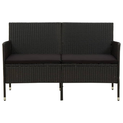 vidaXL Canapé de jardin 3 places avec coussins Noir Résine tressée