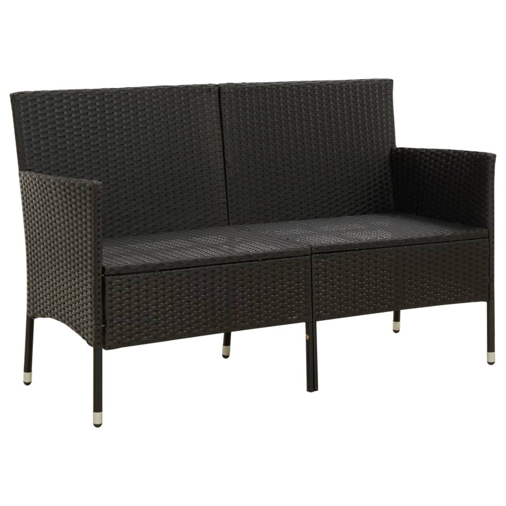 vidaXL Canapé de jardin 3 places avec coussins Noir Résine tressée