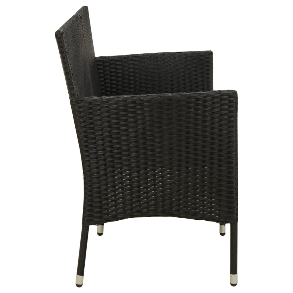 vidaXL Canapé de jardin 3 places avec coussins Noir Résine tressée