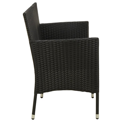 vidaXL Canapé de jardin 3 places avec coussins Noir Résine tressée