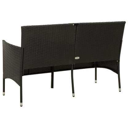 vidaXL Canapé de jardin 3 places avec coussins Noir Résine tressée