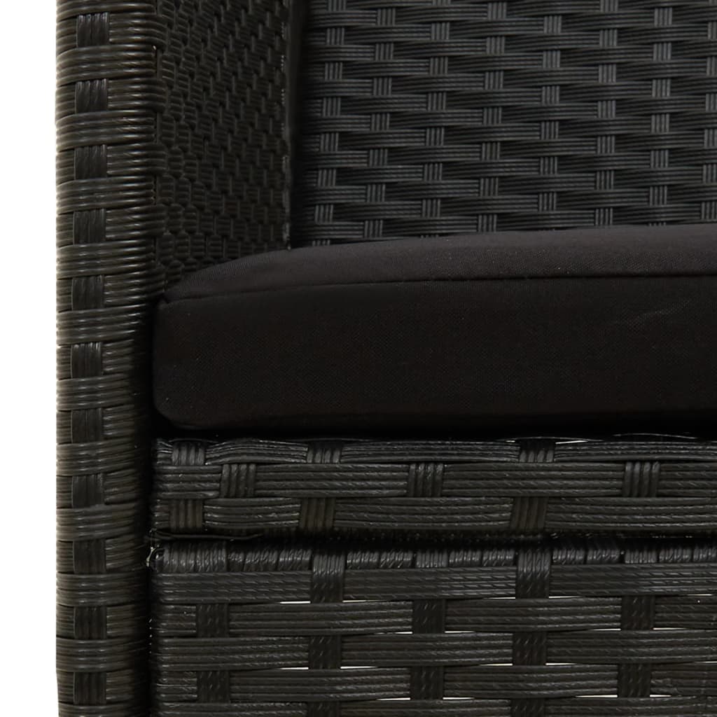 vidaXL Canapé de jardin 3 places avec coussins Noir Résine tressée