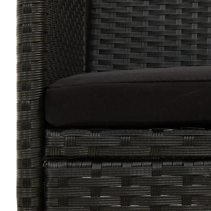 vidaXL Canapé de jardin 3 places avec coussins Noir Résine tressée