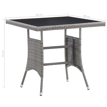 vidaXL Gartentisch Grau 80x80x74 cm Poly Rattan