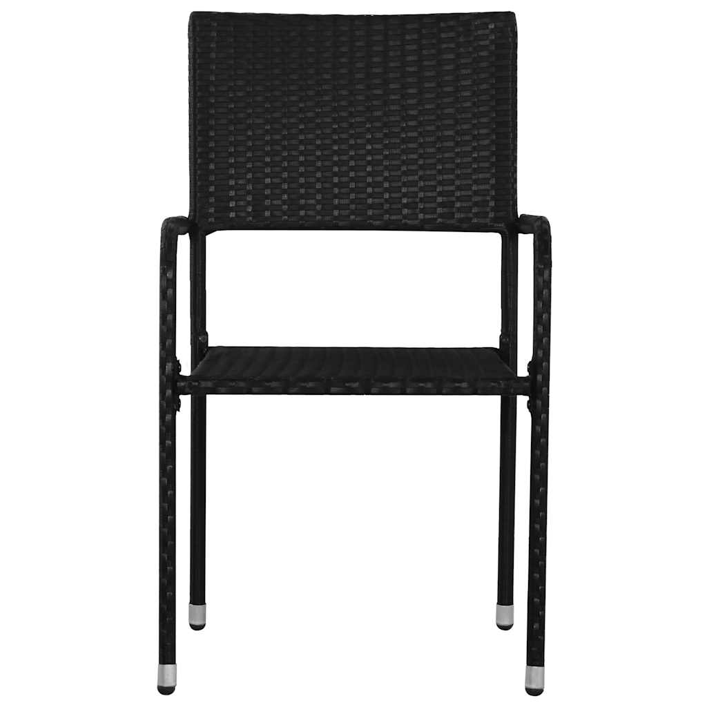 vidaXL Garten-Essstühle 4 Stk. Stapelbar Schwarz Polyrattan