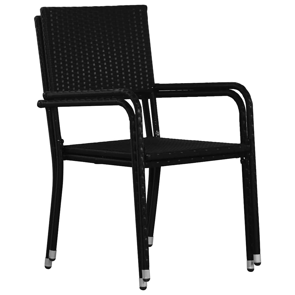 vidaXL Garten-Essstühle 4 Stk. Stapelbar Schwarz Polyrattan
