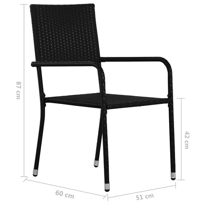 vidaXL Garten-Essstühle 4 Stk. Stapelbar Schwarz Polyrattan
