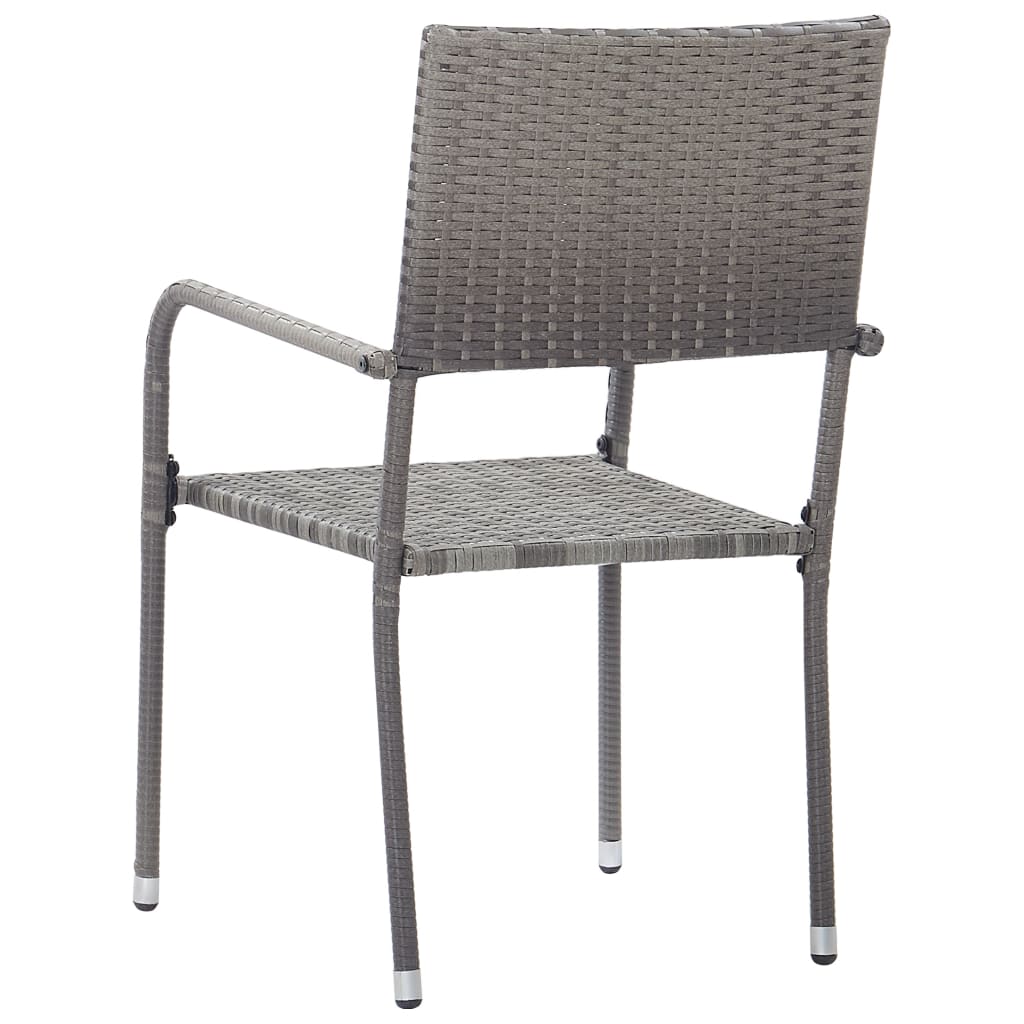 vidaXL Garten-Essstühle 4 Stk. Stapelbar Grau Polyrattan