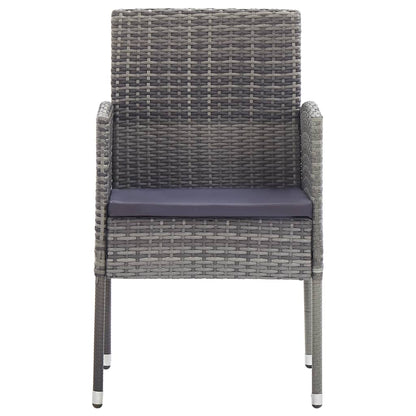 vidaXL Gartenstühle mit Kissen in Dunkelgrau 2 Stk. Grau Polyrattan