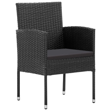 vidaXL Gartenstühle mit Kissen in Schwarz 2 Stk. Schwarz Poly Rattan