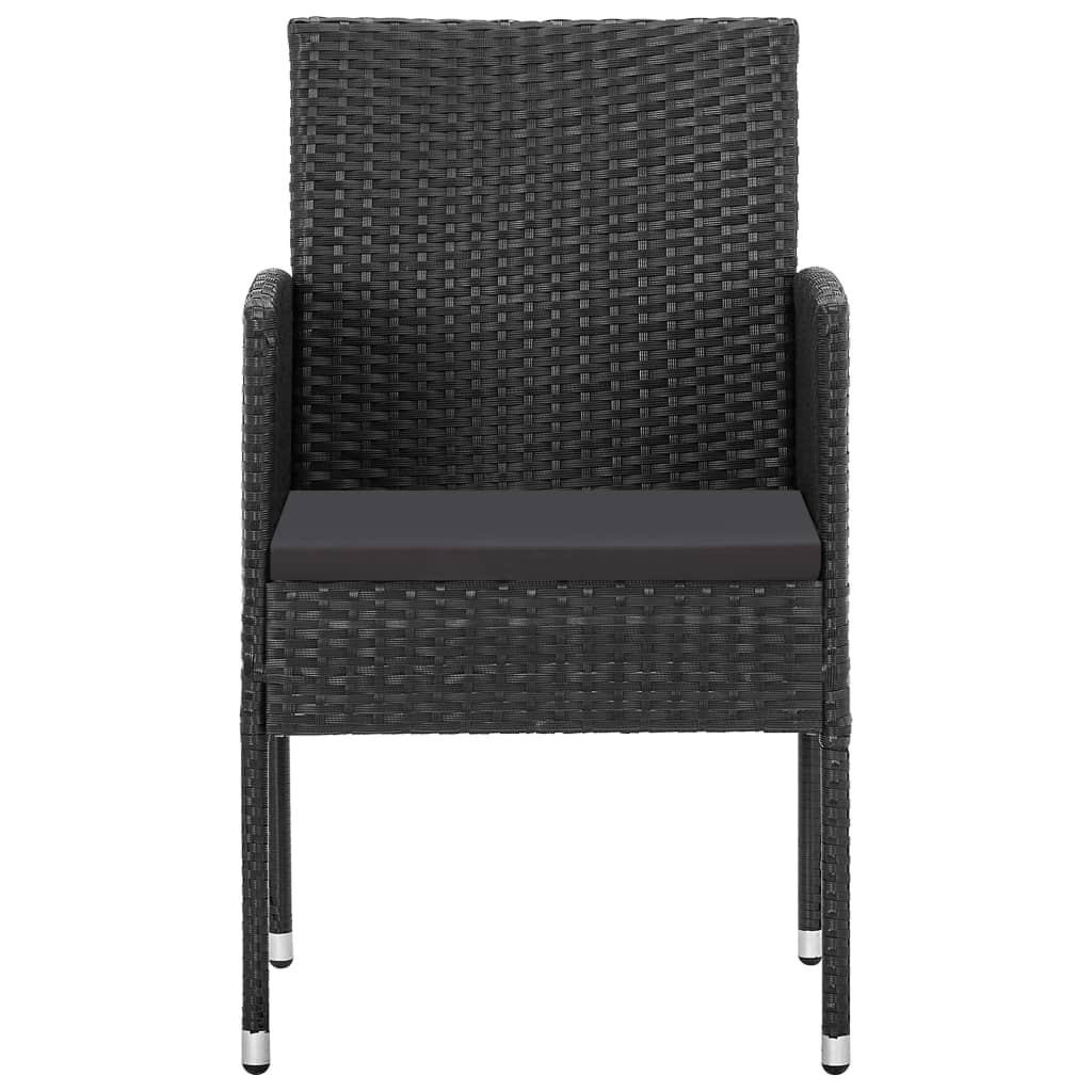 vidaXL Gartenstühle mit Kissen in Schwarz 2 Stk. Schwarz Poly Rattan