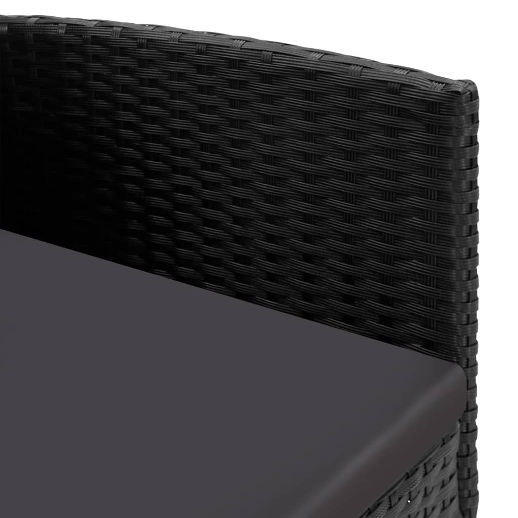 vidaXL Gartenstühle mit Kissen in Schwarz 2 Stk. Schwarz Poly Rattan