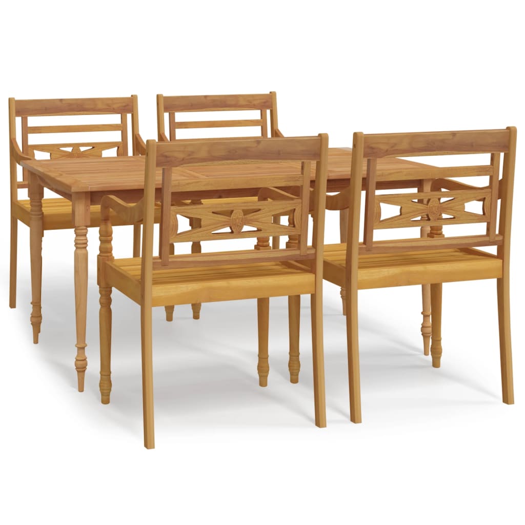 vidaXL Ensemble de salle à manger de jardin 5 pcs en teck massif