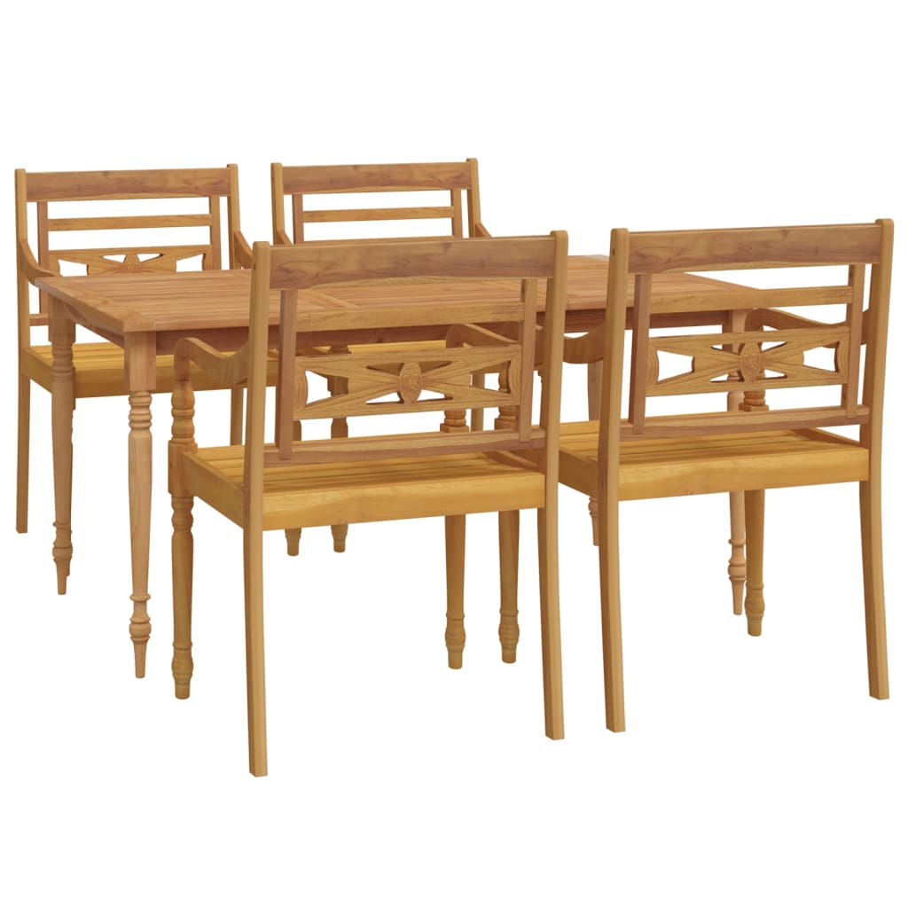 vidaXL Ensemble de salle à manger de jardin 5 pcs en teck massif