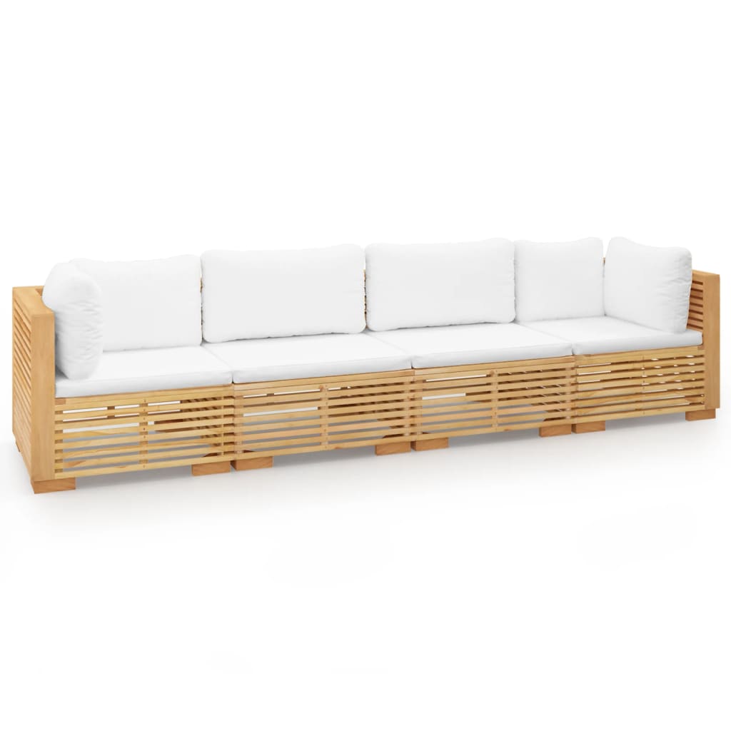 vidaXL Salon de jardin 4 pcs avec coussins Bois de teck massif