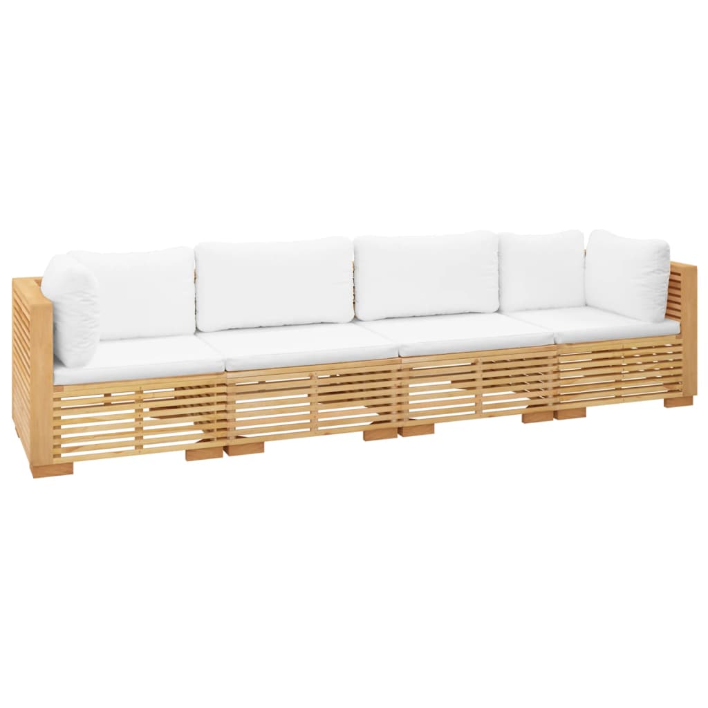 vidaXL Salon de jardin 4 pcs avec coussins Bois de teck massif