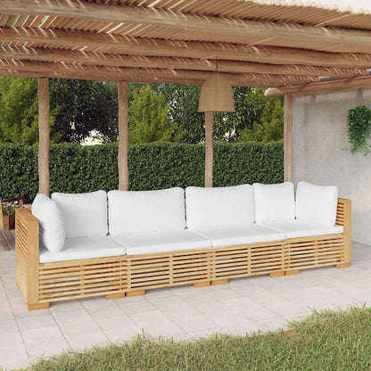 vidaXL Salon de jardin 4 pcs avec coussins Bois de teck massif