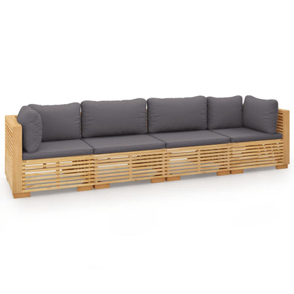 vidaXL Salon de jardin 4 pcs avec coussins Bois de teck massif