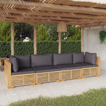 vidaXL Salon de jardin 4 pcs avec coussins Bois de teck massif