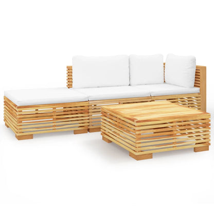 vidaXL Salon de jardin 4 pcs avec coussins Bois de teck massif