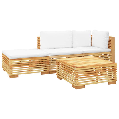 vidaXL Salon de jardin 4 pcs avec coussins Bois de teck massif
