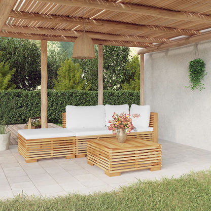 vidaXL Salon de jardin 4 pcs avec coussins Bois de teck massif