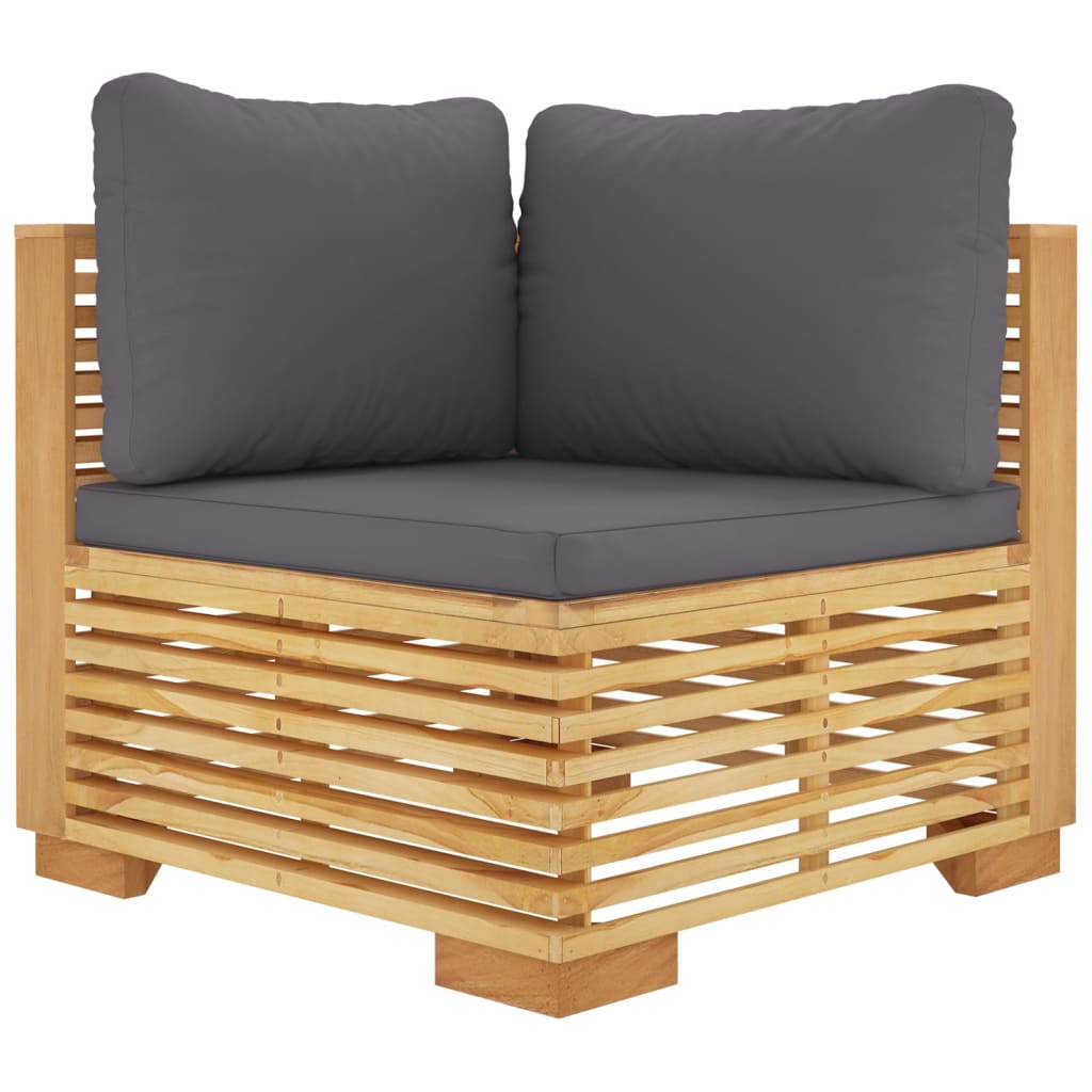 vidaXL Salon de jardin 4 pcs avec coussins Bois de teck massif