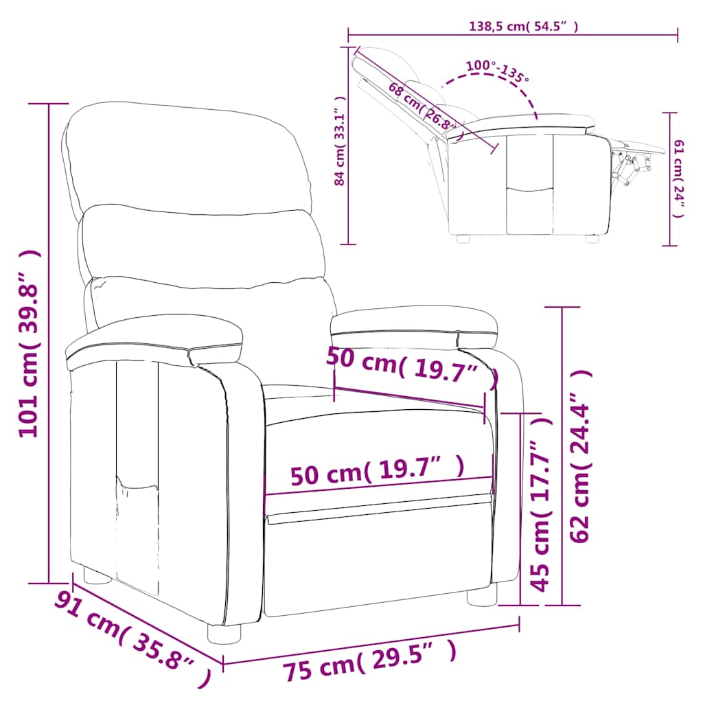 vidaXL Fauteuil de relaxation noir en tissu