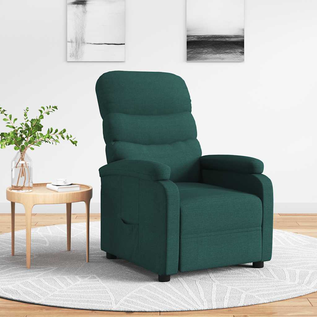 vidaXL Fauteuil relax vert foncé en tissu