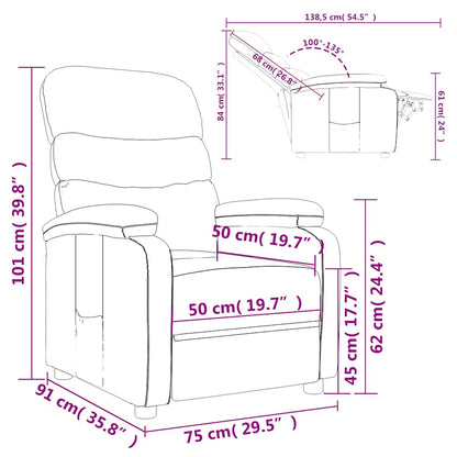 vidaXL Fauteuil relax Taupe Tissu