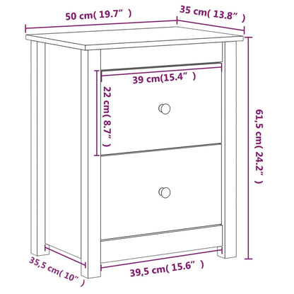 vidaXL Nachttisch Weiß 50x35x61,5 cm Massivholz Kiefer