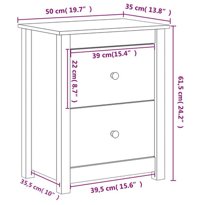 vidaXL Nachttische 2 Stk. Weiß 50x35x61,5 cm Massivholz Kiefer