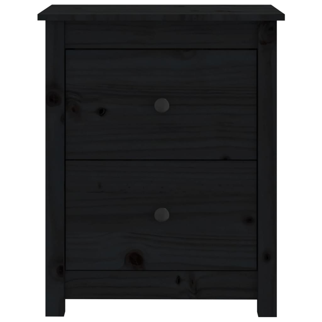vidaXL Nachttische 2 Stk. Schwarz 50x35x61,5 cm Massivholz Kiefer