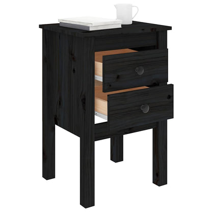 vidaXL Nachttische 2 Stk. Schwarz 40x35x61,5 cm Massivholz Kiefer