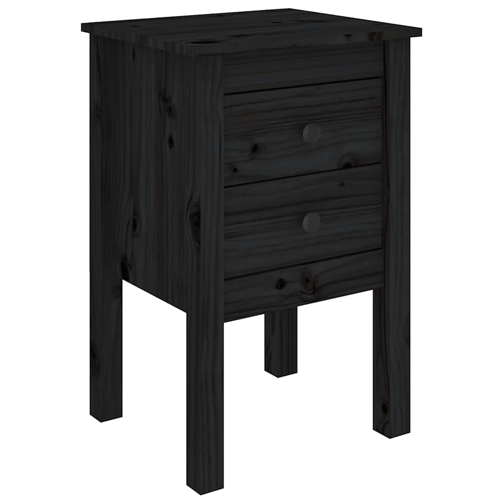 vidaXL Nachttische 2 Stk. Schwarz 40x35x61,5 cm Massivholz Kiefer