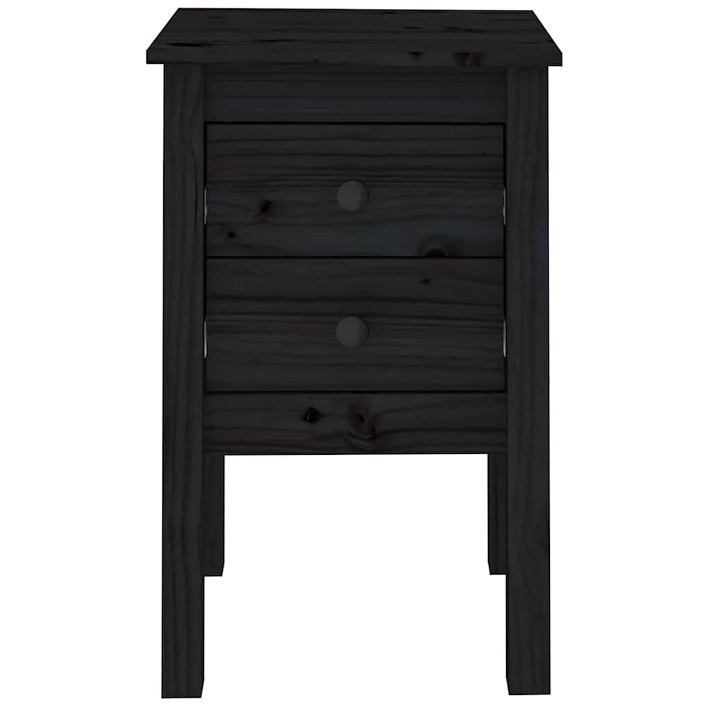 vidaXL Nachttische 2 Stk. Schwarz 40x35x61,5 cm Massivholz Kiefer