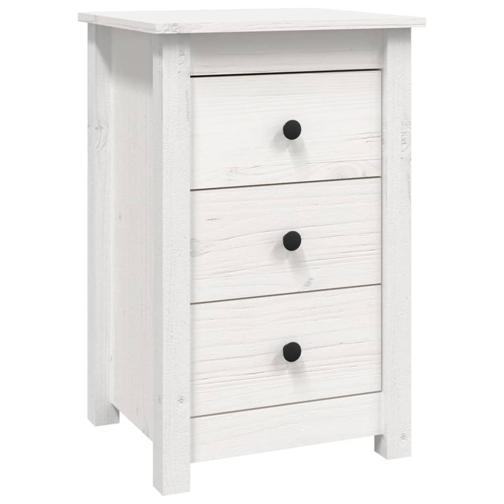vidaXL Table de chevet blanche 40x35x61,5 cm Bois de pin massif