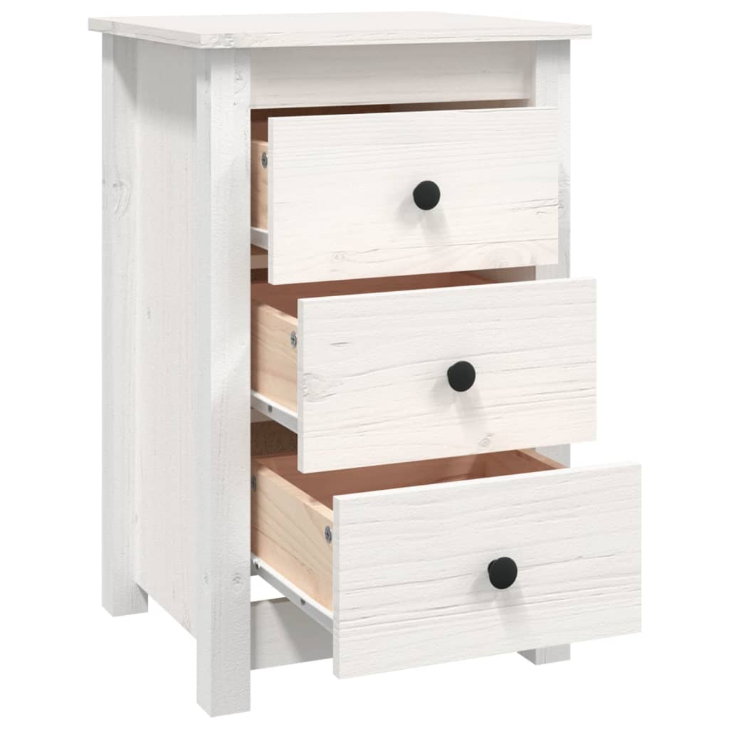 vidaXL Table de chevet blanche 40x35x61,5 cm Bois de pin massif