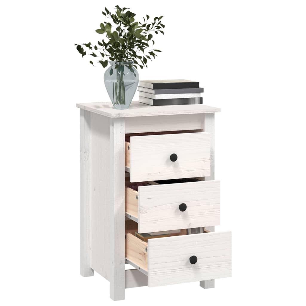 vidaXL Table de chevet blanche 40x35x61,5 cm Bois de pin massif