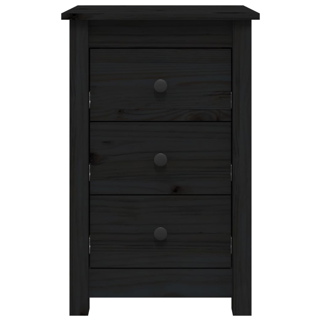 vidaXL Nachttische 2 Stk. Schwarz 40x35x61,5 cm Massivholz Kiefer