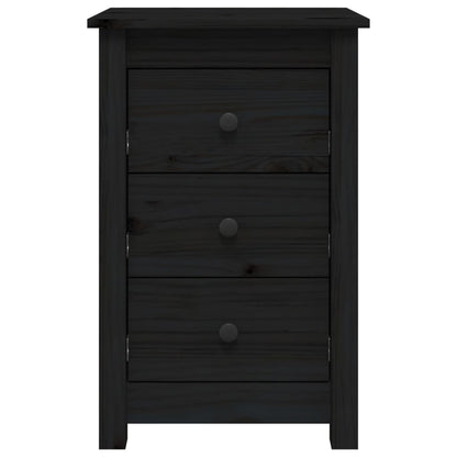 vidaXL Nachttische 2 Stk. Schwarz 40x35x61,5 cm Massivholz Kiefer