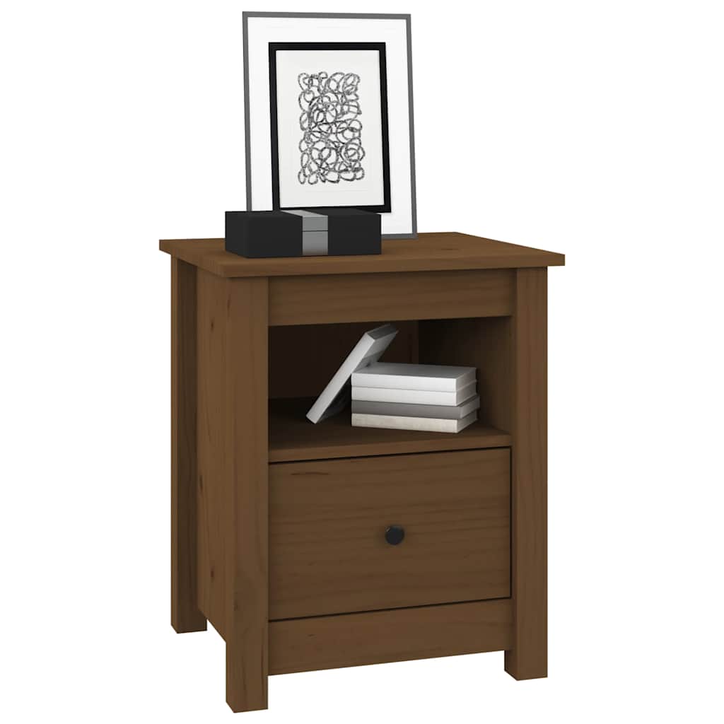 vidaXL Table de chevet marron miel 40x35x49 cm Bois de pin massif