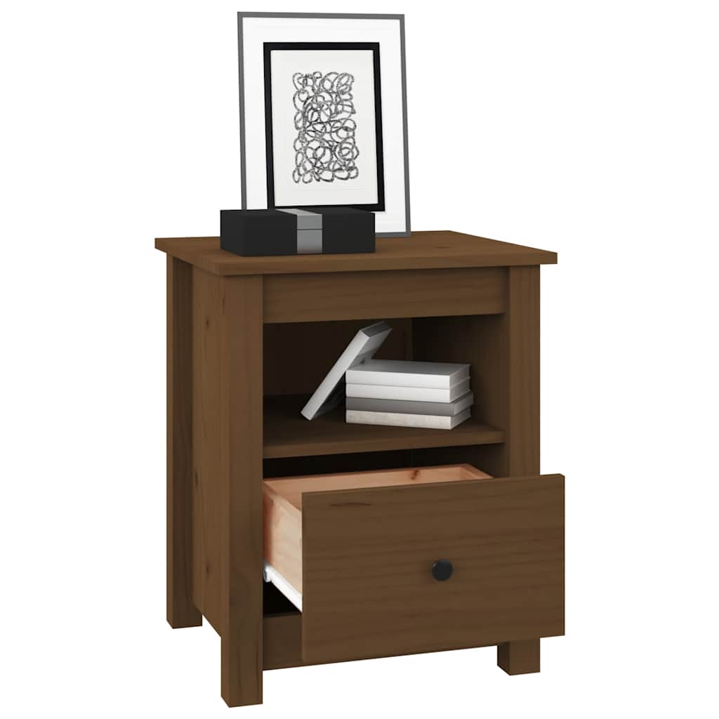 vidaXL Table de chevet marron miel 40x35x49 cm Bois de pin massif